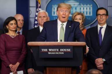 U.S. President Trump addresses daily coronavirus (COVID-19) briefing at the White House in Washington