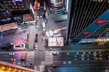 An empty street is seen on Times Square following the outbreak of coronavirus disease (COVID-19) in New York City