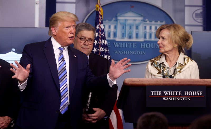 U.S. President Trump leads coronavirus task force daily briefing at the White House in Washington