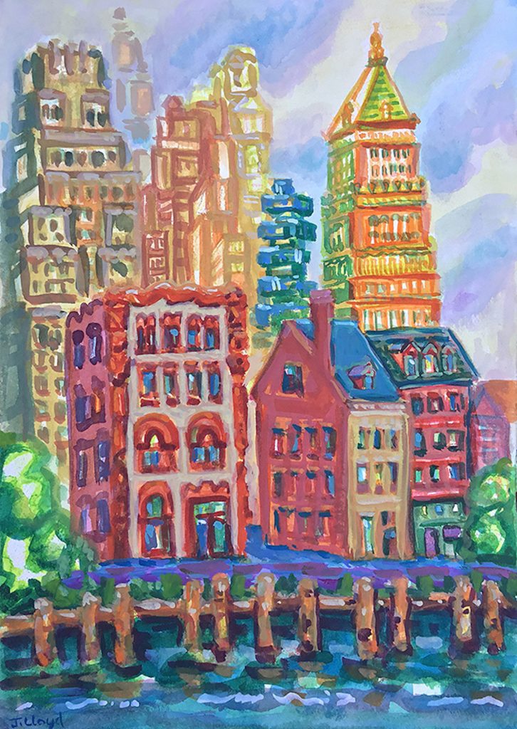 Artists’ paintings of Lower Manhattan are on display in Tribeca window through March 5
