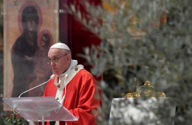 Palm Sunday mass in St. Peter’s Basilica without public participation due to the spread of coronavirus disease (COVID-19), at the Vatican