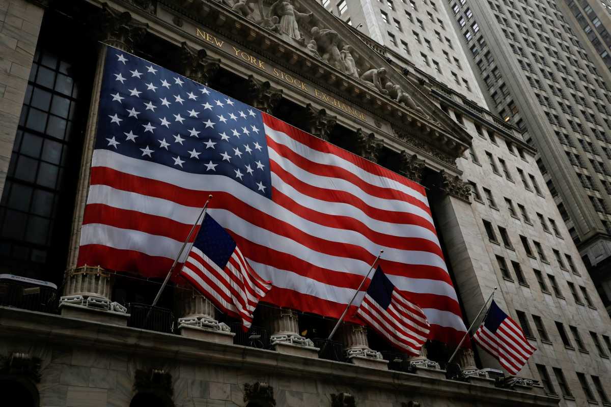 The New York Stock Exchange (NYSE) is seen in the financial district of lower Manhattan during the outbreak of the coronavirus disease (COVID-19) in New York