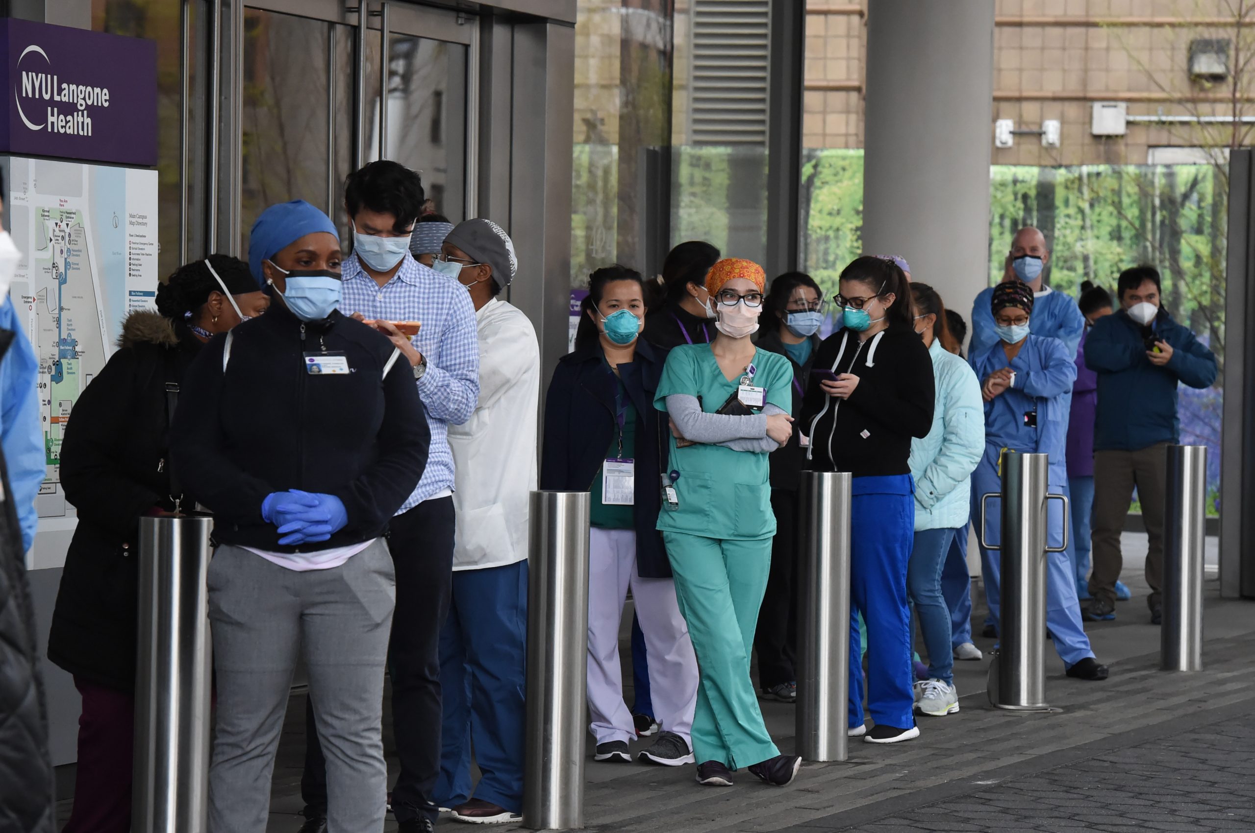 Food trucks park at NYU Langone in Manhattan to provide meals for the staff 2