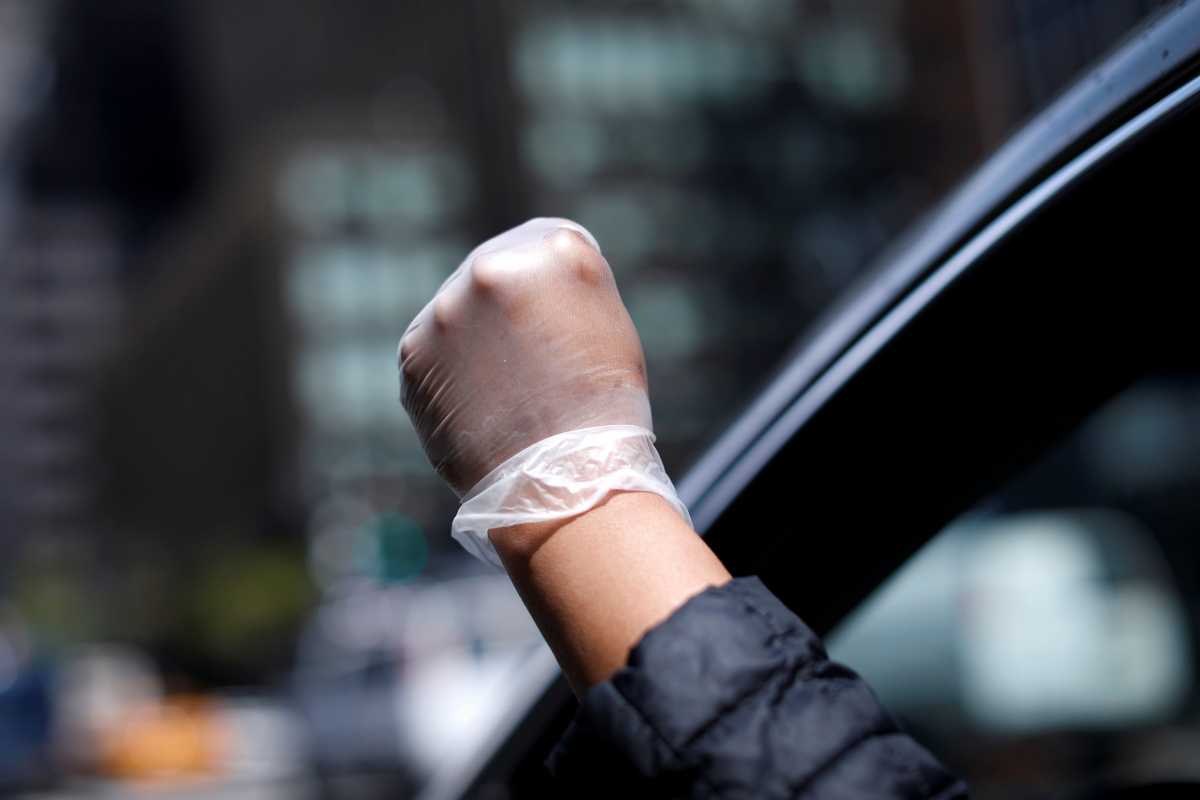 A driving caravan protest for immigrant workers rights in New York