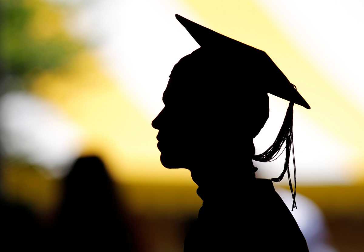 Students take their seats for the diploma ceremony at Harvard University in Cambridge