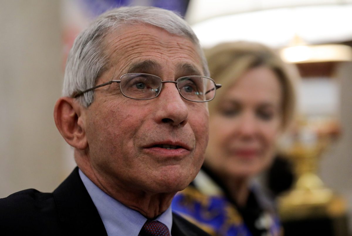 Dr. Anthony Fauci attends Trump-Bel Edwards coronavirus response meeting at the White House in Washington