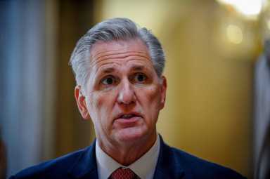 FILE PHOTO: McCarthy speaks to the media