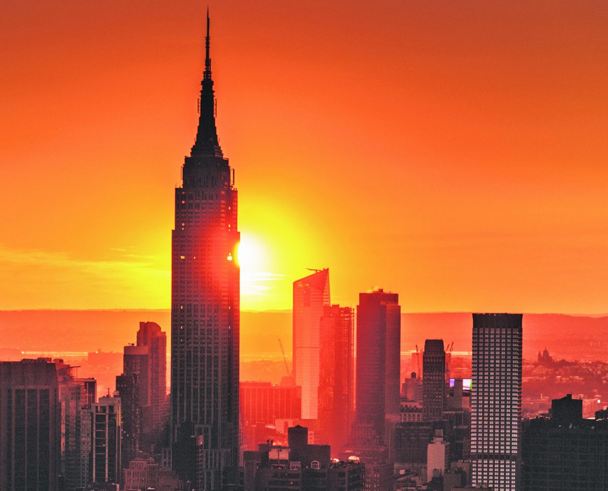 New York City aerial view skyline of empire state building