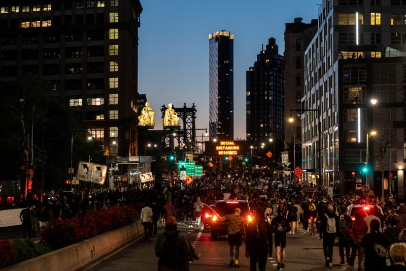 Protesters rally against the death in Minneapolis police custody of George Floyd, in New York