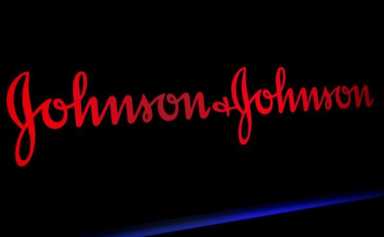 The Johnson & Johnson logo is displayed on a screen on the floor of the NYSE in New York