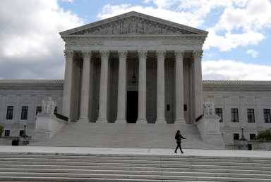 FILE PHOTO: View of U.S. Supreme Court as justices hear oral arguments over access to Trump financial records in Washington