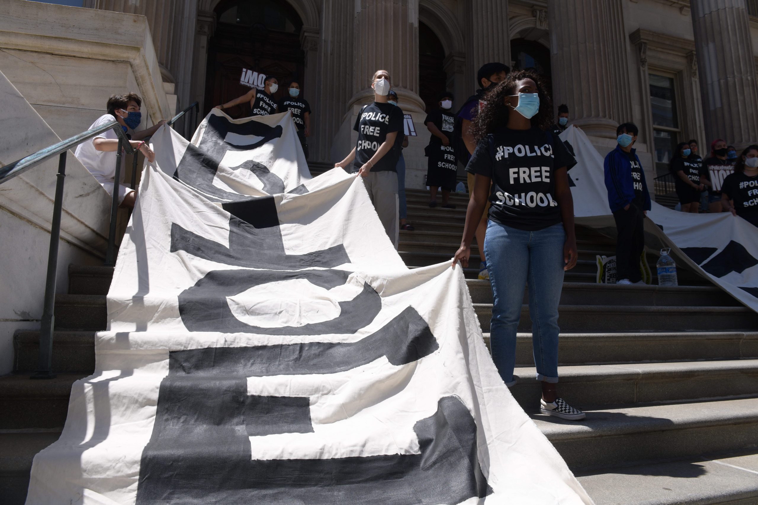 Justice advocates take case for NYPD removal from schools to Tweed Courthouse 2
