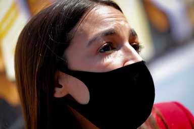 U.S. Rep. Alexandria Ocasio-Cortez (D-NY) makes campaign stop in Queens during Democratic congressional primary election in New York