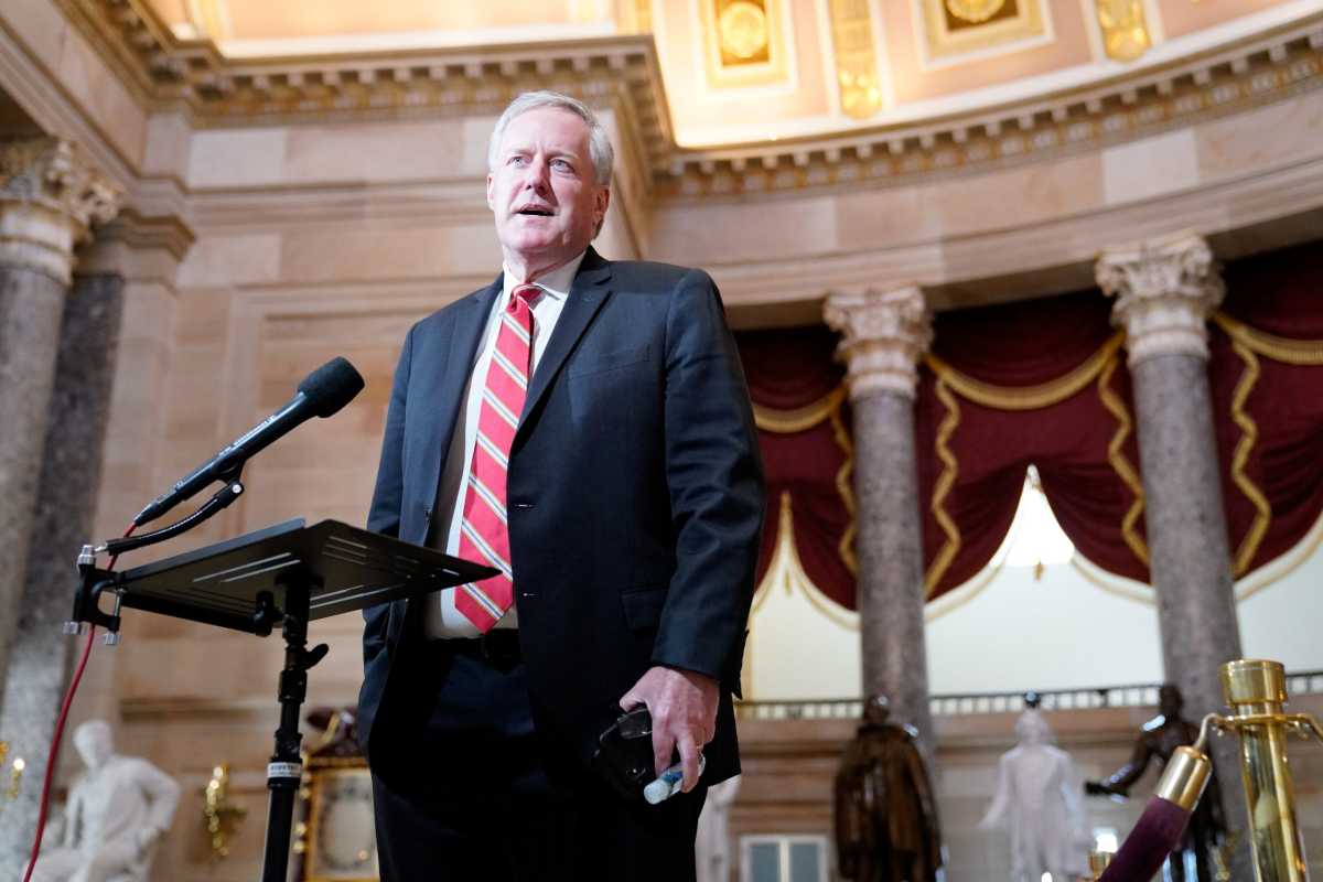 White House Chief of Staff Meadows speaks to reporters in the U.S. Capitol in Washington