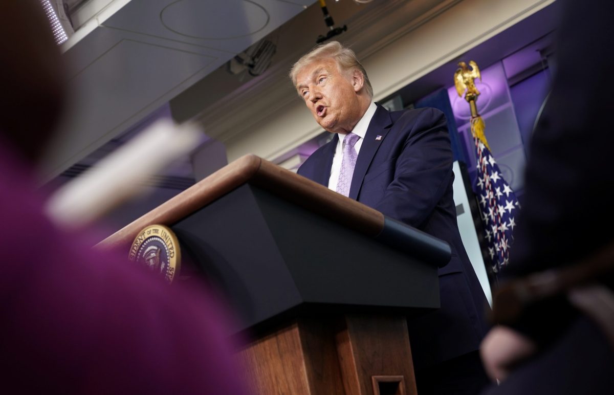 U.S. President Trump holds a COVID-19 pandemic briefing at the White House in Washington