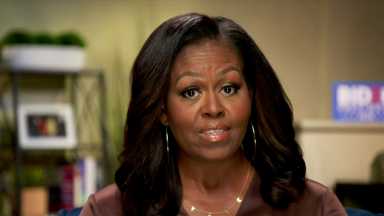 Former first lady Michelle Obama addresses the all virtual 2020 Democratic Convention hosted from Milwaukee, Wisconsin