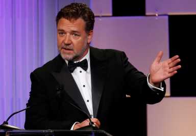 Actor Crowe speaks at the 30th annual American Cinematheque Award ceremony in Beverly Hills