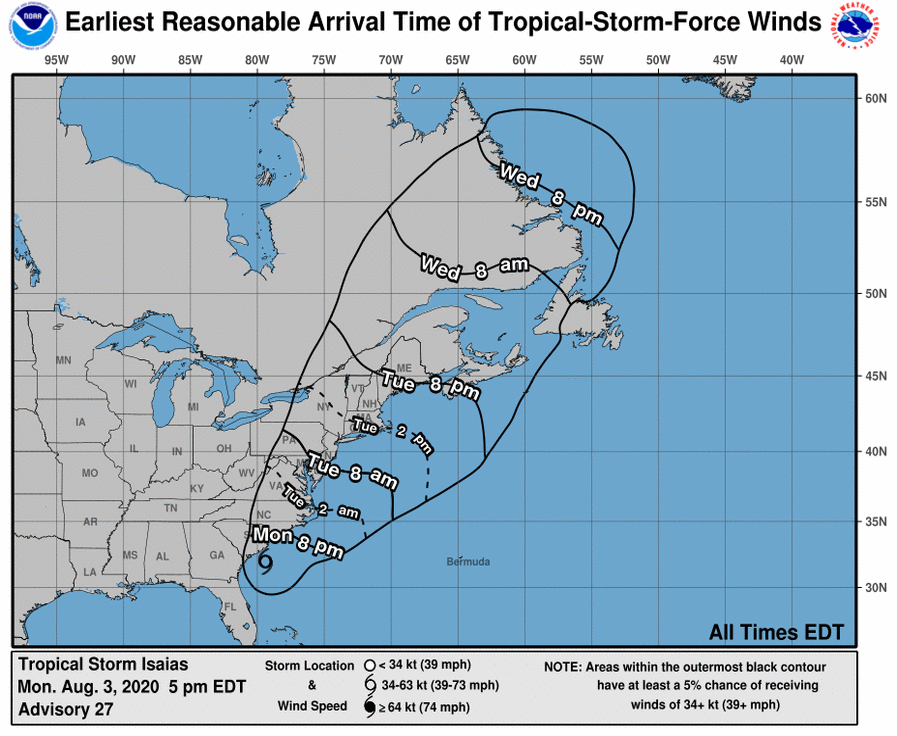 TROPICAL STORM ISAIAS: Travel advisory for NYC Tuesday with heavy wind & rain expected 4