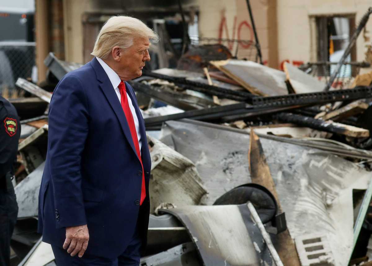 U.S. President Trump visits site of protests against police brutality and racial injustice in Kenosha, Wisconsin