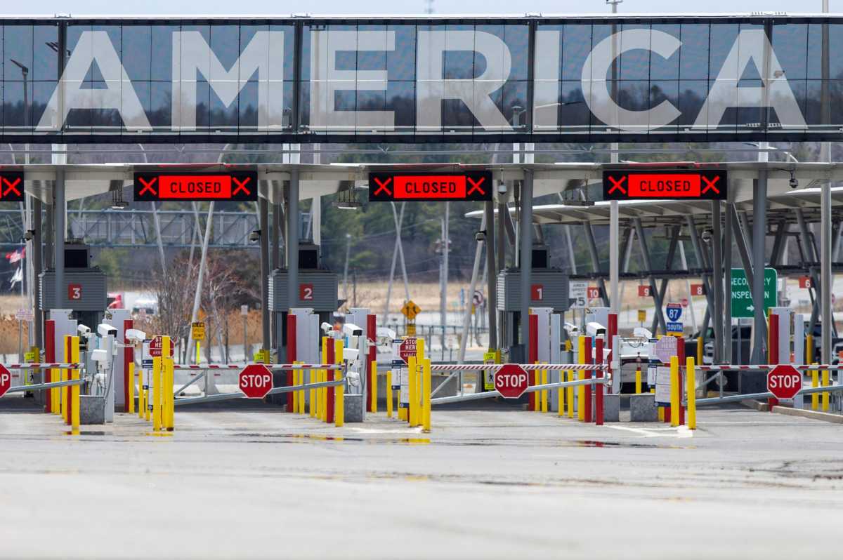 FILE PHOTO: The U.S.-Canada border crossing is seen amid the coronavirus disease (COVID-19) outbreak in Lacolle