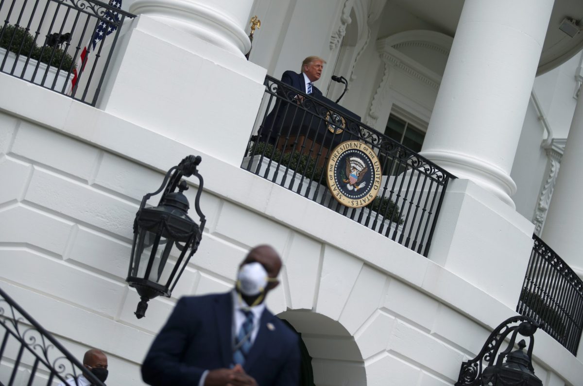 U.S. President Donald Trump holds a campaign rally on the South Lawn of the White House in Washington