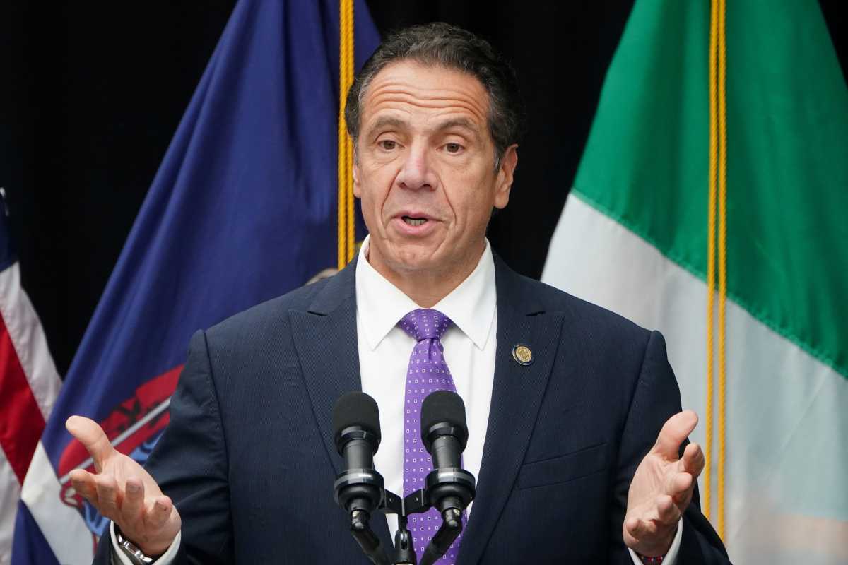 Governor of New York Andrew Cuomo speaks at the unveiling for the Mother Cabrini statue