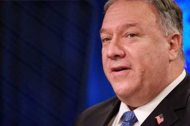 U.S. Secretary of State Mike Pompeo gives a briefing to the media