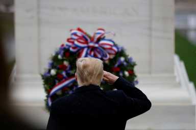 U.S. President Trump attends Veterans Day observance at Arlington National Cemetery in Arlington, Virginia