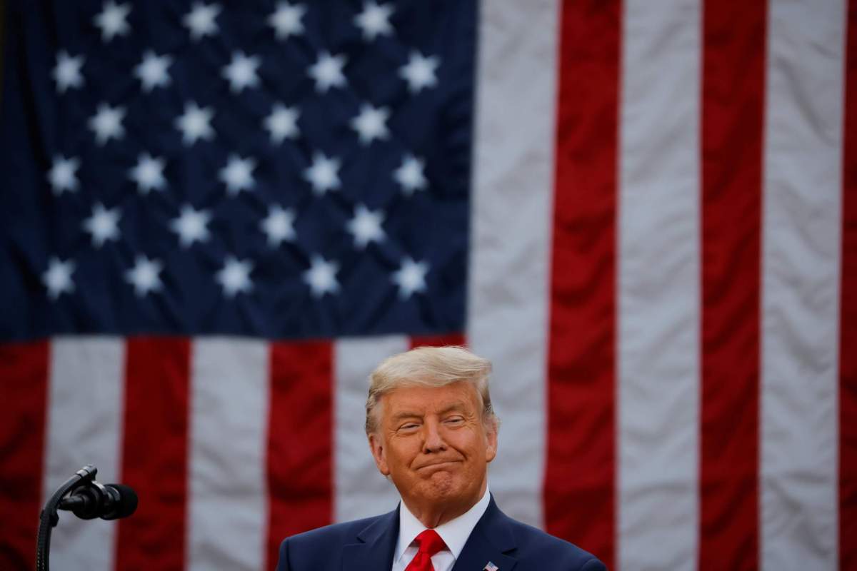 U.S. President Trump delivers update on so-called Operation Warp Speed coronavirus treatment program in an address from the Rose Garden at the White House in Washington