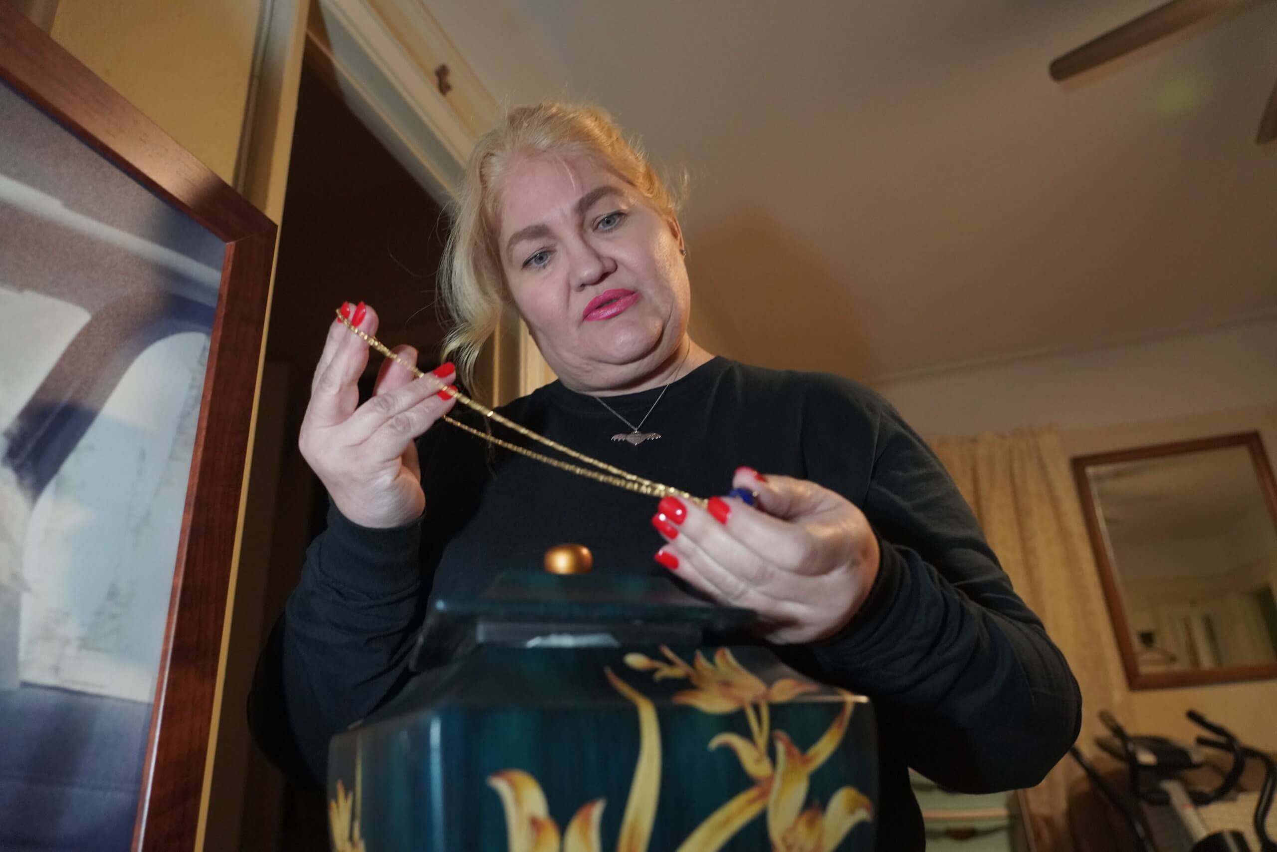Three Thanksgivings later, Queens mom seeks justice for daughter slain on island getaway 2 Andrea Gibbon at home with her late daughter's, Desiree Hyacinth Gibbon, necklace and cremains on the three year anniversary of her unsolved murder, Nov. 23, 2020 in Queens, New York