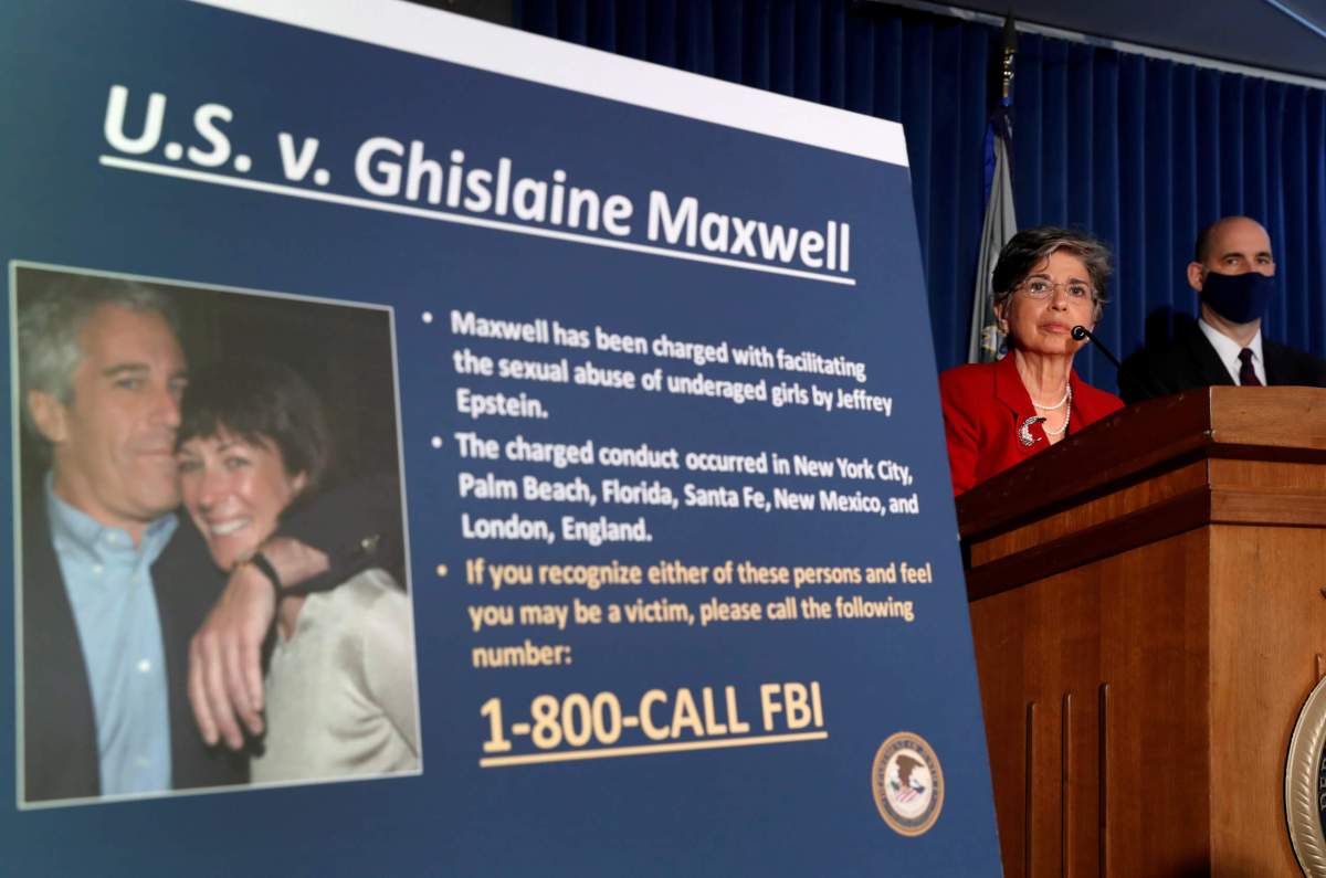 FILE PHOTO: Audrey Strauss, Acting United States Attorney for the Southern District of New York announces charges against Ghislaine Maxwel in New York