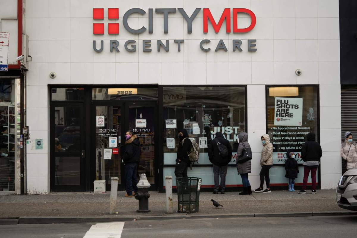 People wait in line to get tested for the coronavirus disease (COVID-19) in the Bronx