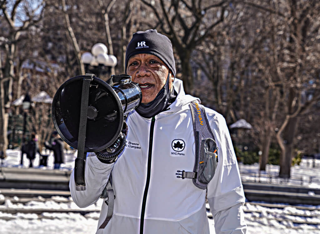 Running in protest: Activists race in Washington Square Park for racial justice and gun violence awareness during Black History Month 5