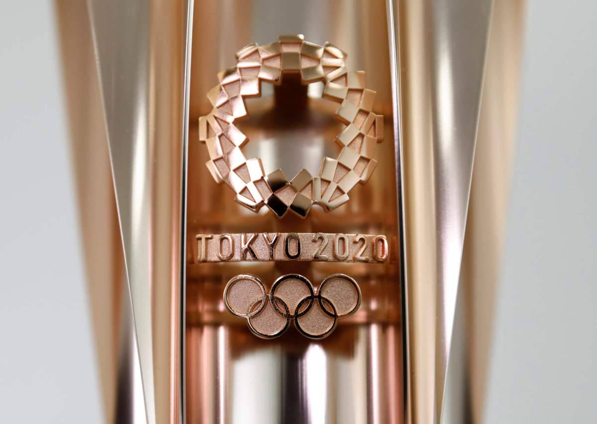 FILE PHOTO: The Olympic torch of the Tokyo 2020 Olympic Games is displayed in Tokyo