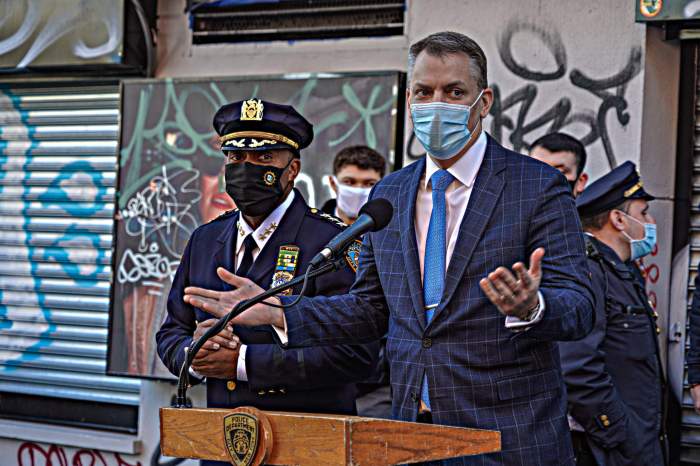 NYPD Commissioner Dermot Shea at a press conference on March 3rd