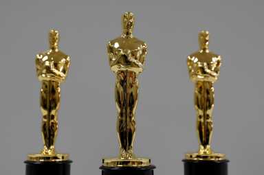 Finished mounted Oscar Statuettes are seen at the Polich Tallix foundry in Walden, New York