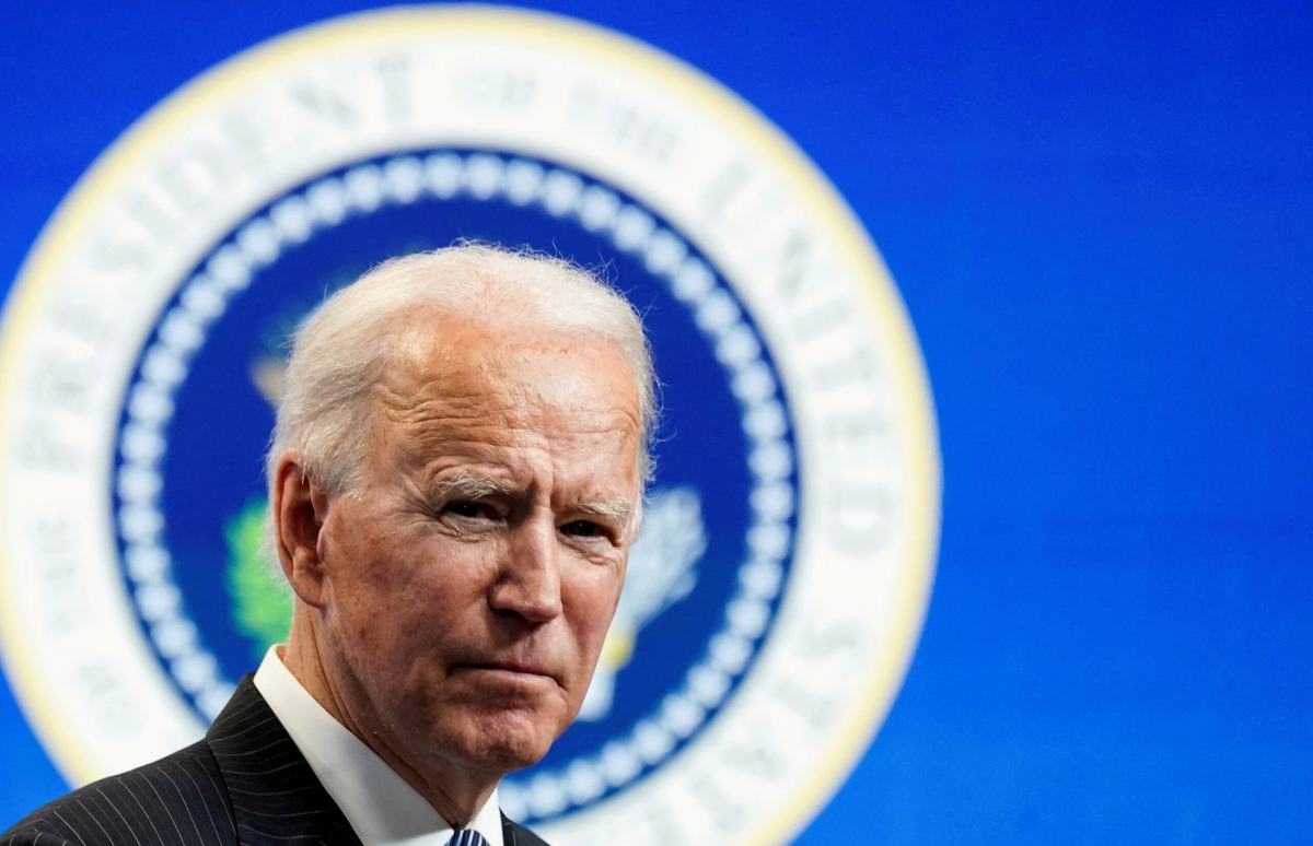 FILE PHOTO: U.S. President Joe Biden speaks speaks during a brief appearance at the White House in Washington