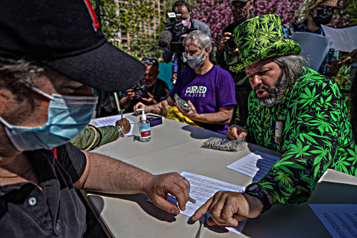 Vaxxers toke up: Activists in Union Square say 'Don’t be Doobious' of the COVID-19 vaccine 3