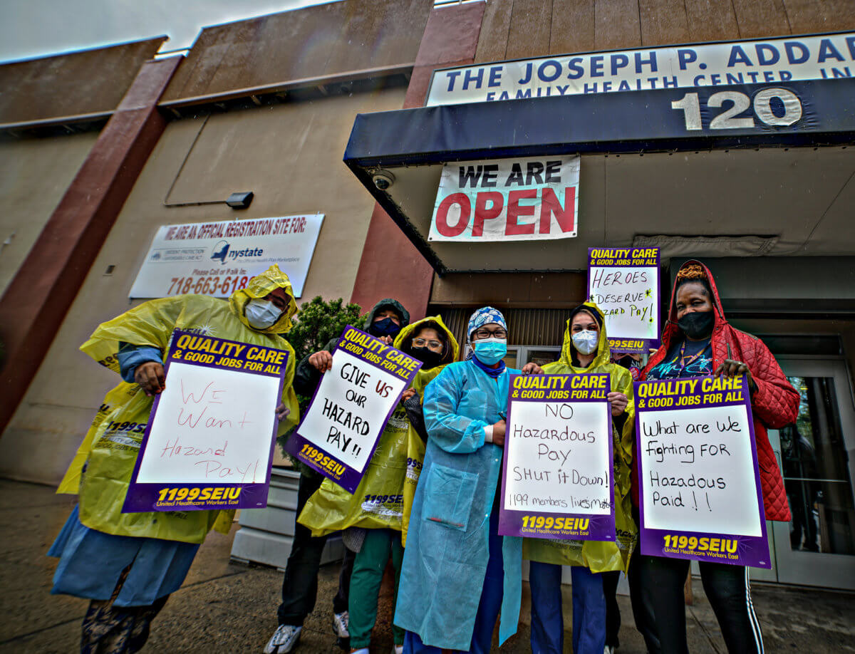 Healthcare workers demand hazard pay from Joseph P. Addabbo Family Health Center 3