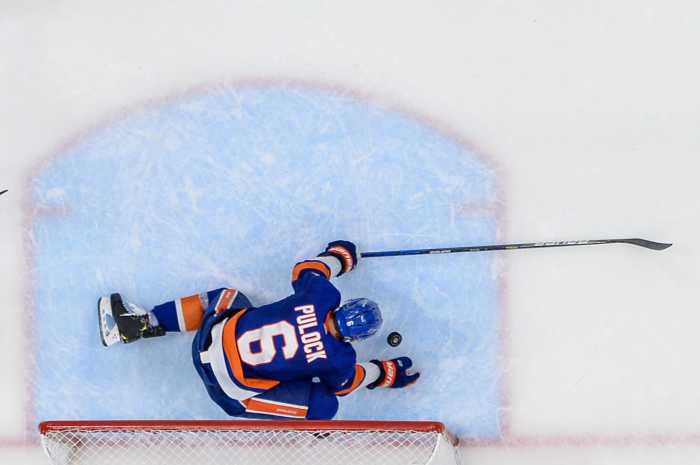 Ryan Pulock Islanders block