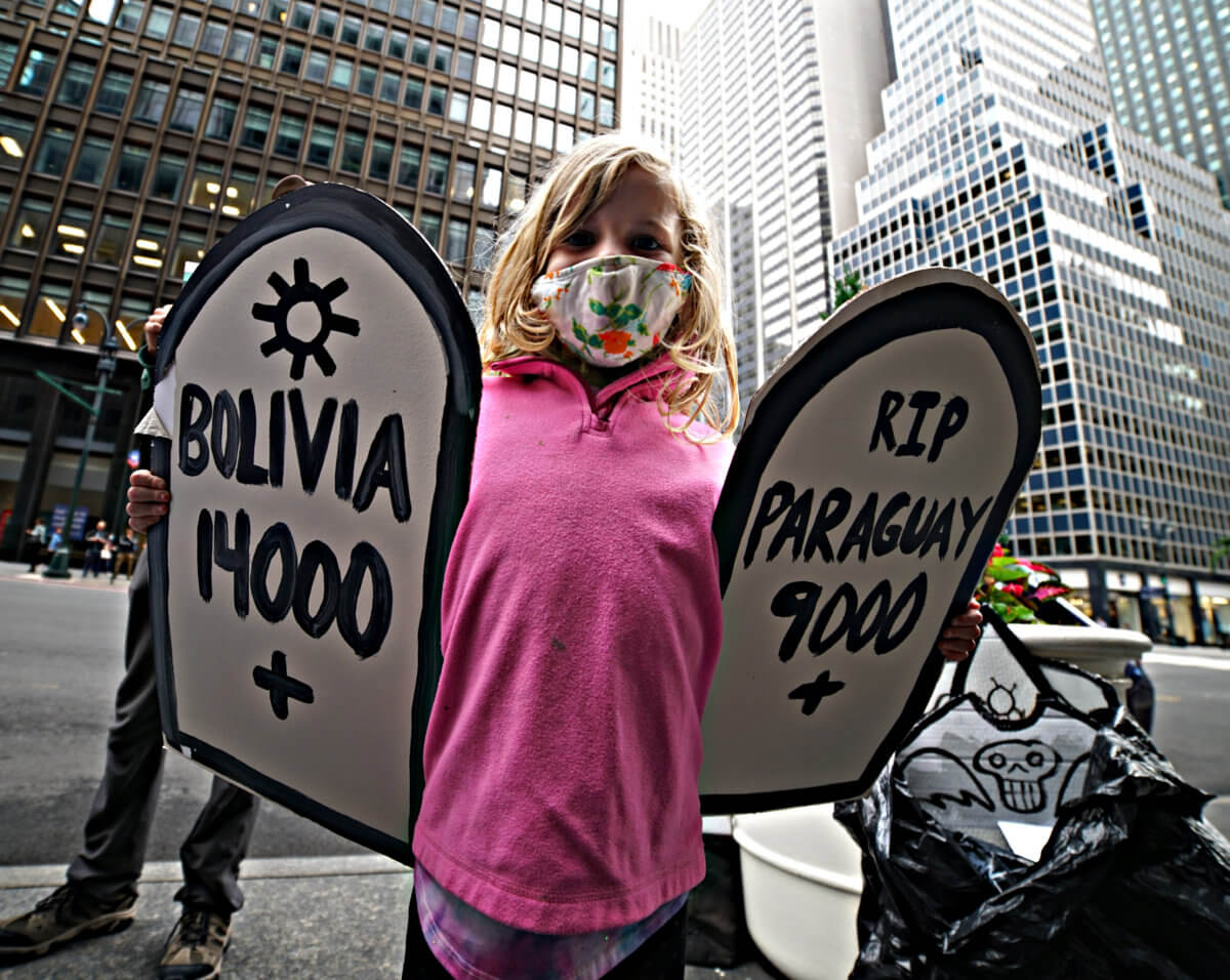 Free the vaccine: Protesters rally outside of Pfizer World Headquarters in Midtown 7