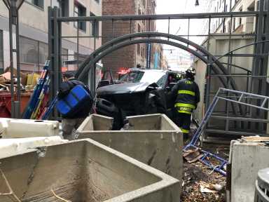 speeding car downtown