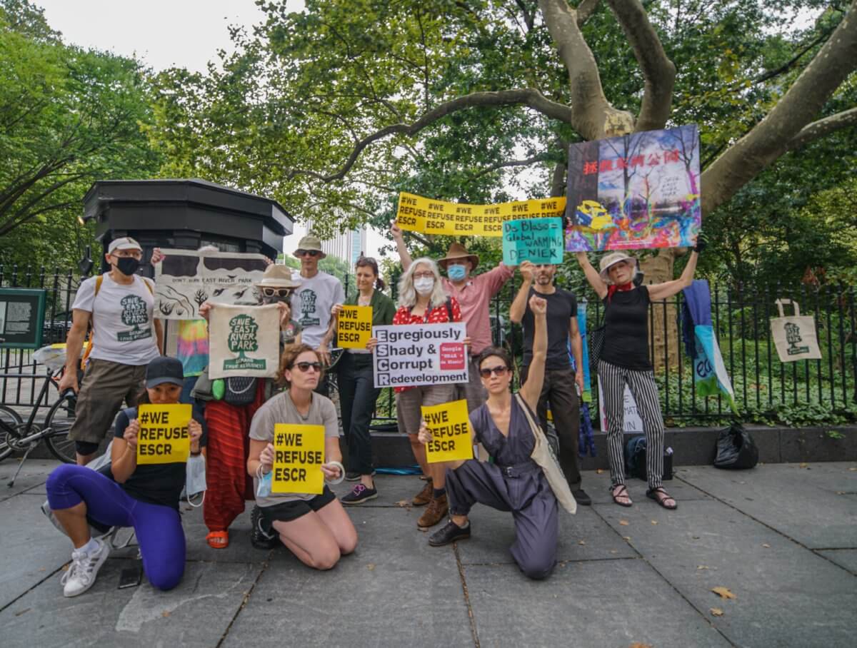 East River Park Action protests Mayor’s plan to steamroll through ESCR plan 3