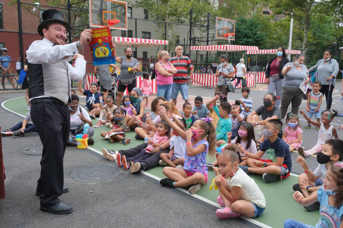 The “Magic Man” doing his routine to a captive audience.