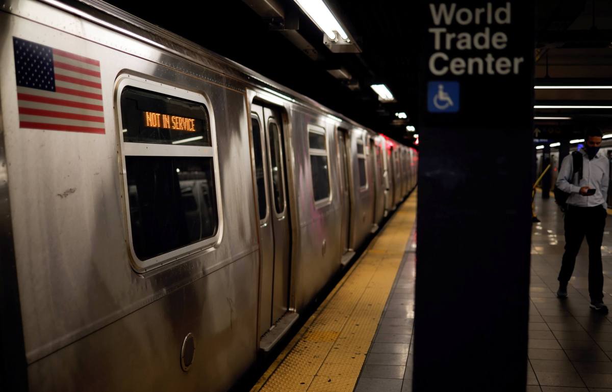 An out-of-service train at World Trade Center on Sept. 2.