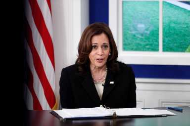 Vice President Harris leads a session of the President’s online COVID Summit at the White House