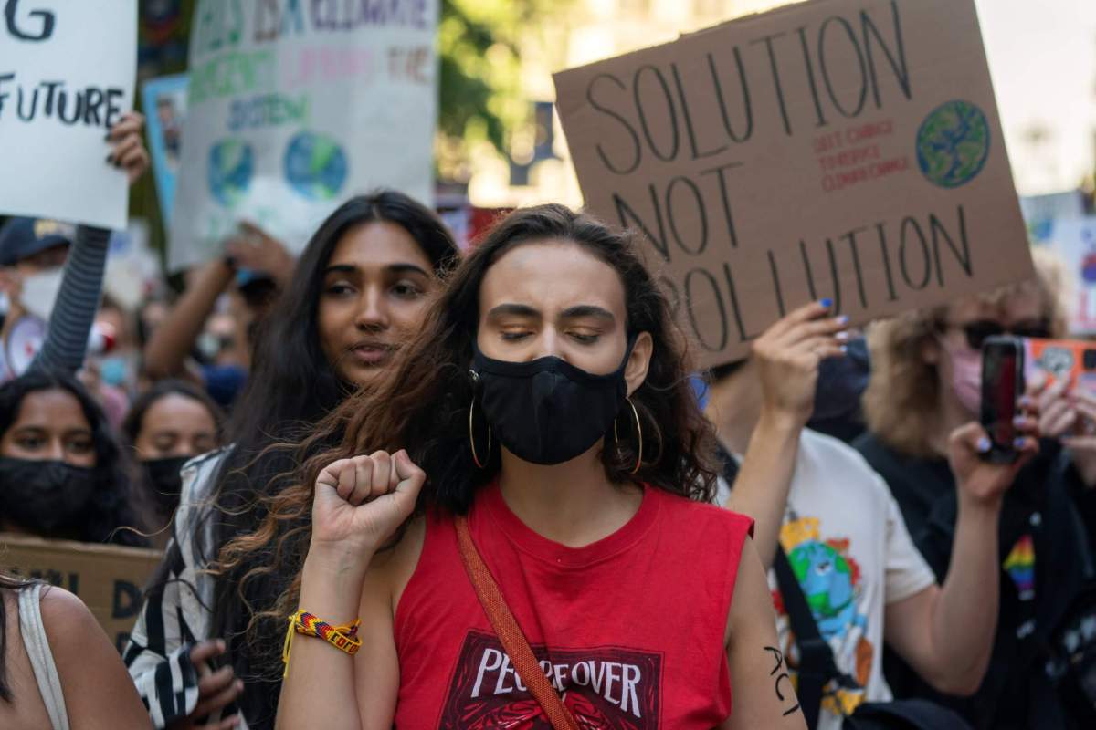 People participate in a Global Climate Strike in New York