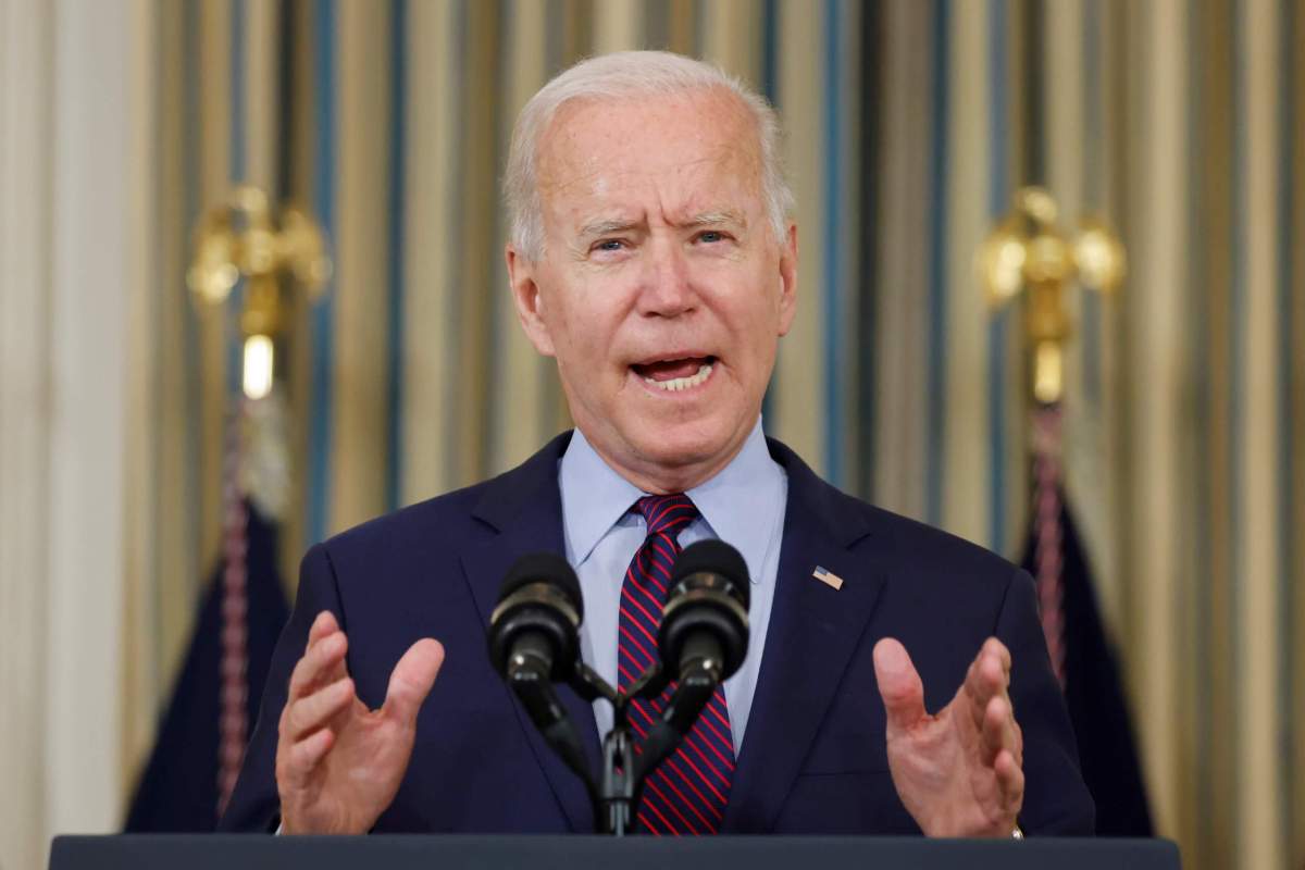 FILE PHOTO: U.S. President Joe Biden delivers remarks on the U.S. debt ceiling from the State Dining Room of the White House