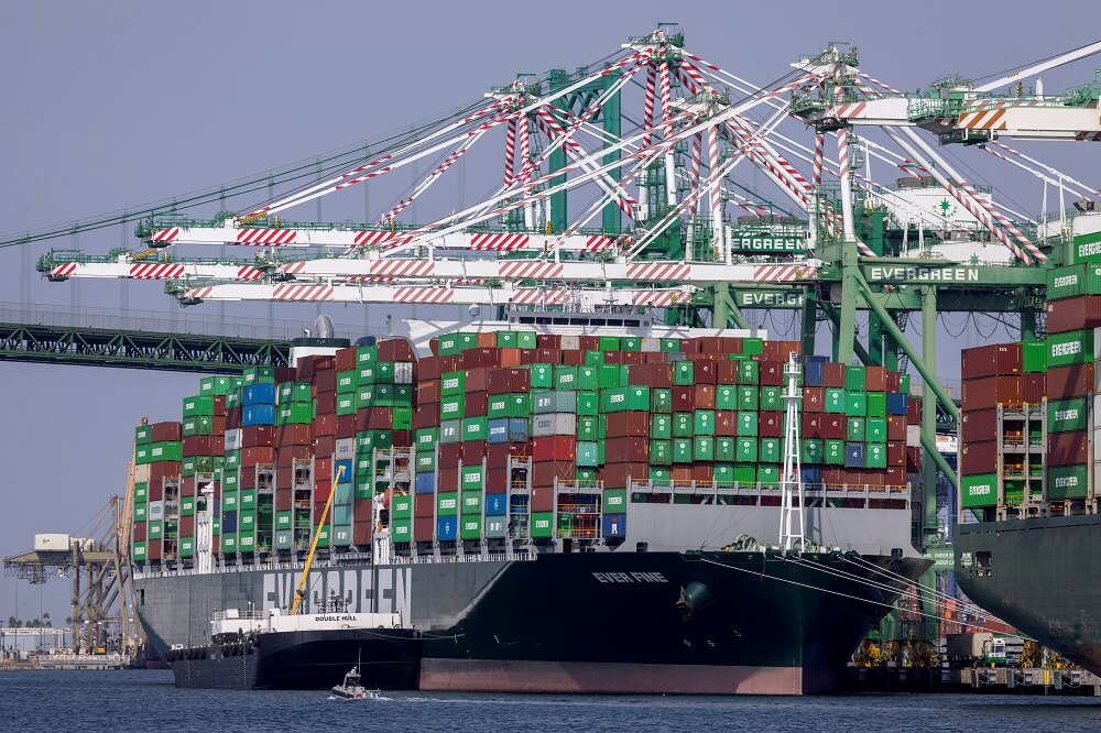 FILE PHOTO: The congested Port of Los Angeles is shown in San Pedro, California