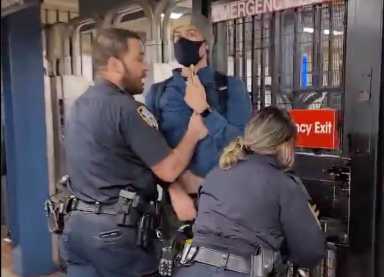 cops masks subway shove